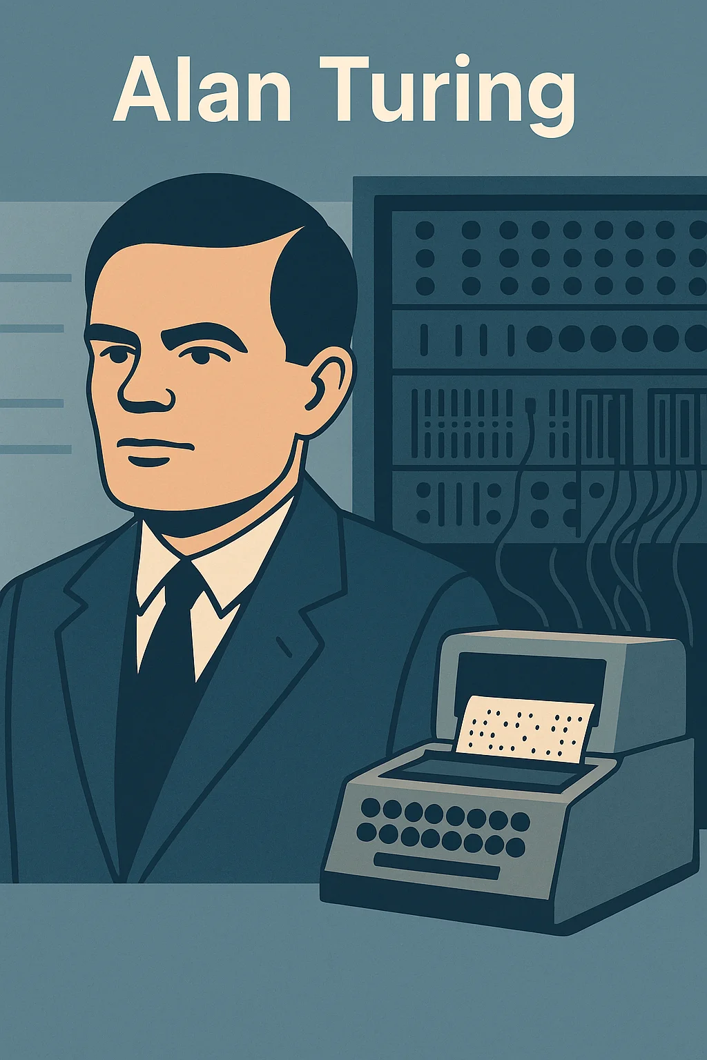 Alan Turing with ENIAC and early computing machines